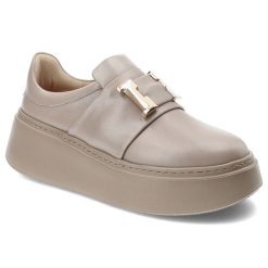 Beżowe Sneakersy Armodo Eleganckie Wsuwane Obuwie Damskie. Brązowe półbuty wsuwane Armodo, bez wzorów, z materiału, biznesowe, bez obcasa, bez zapięcia. Za 499.00 zł.