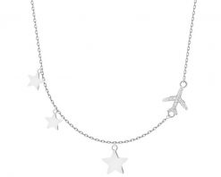 Naszyjnik srebrny z cyrkoniami - samolot, serca. Szare naszyjniki Apart, z cyrkonią, srebrne. Za 189.00 zł.