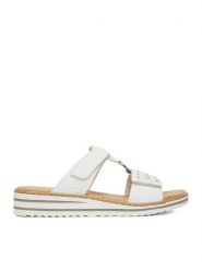 Rieker Klapki CEO-V0636-80 Biały. Białe klapki Rieker, bez wzorów, z materiału, bez obcasa. Za 299.99 zł.