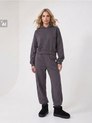 Dresowa bluza hoodie loose fit - szary. Szare bluzy Sinsay, l, bez wzorów, z dresówki, bez kaptura. Za 49.99 zł.