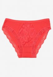 Czerwone Bawełniane Majtki Figi z Gumką w Pasie i Koronką Obetta. Czerwone figi Born2be, l, bez wzorów, z bawełny. Za 4.99 zł.
