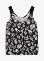 Top z mieszanki wiskozy. Czarne topy bonprix, bez wzorów, z wiskozy, bez kołnierzyka, bez ramiączek. Za 37.99 zł.