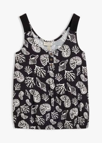 Top z mieszanki wiskozy. Czarne topy bonprix, bez wzorów, z wiskozy, bez kołnierzyka, bez ramiączek. Za 37.99 zł.