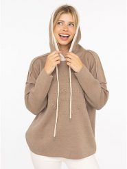 Zwillingsherz Bluza "Positive Mind" w kolorze szarobrązowym rozmiar: L/XL. Brązowe bluzy sportowe Zwillingsherz, l, bez wzorów, z kapturem. Za 171.95 zł.