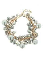 Otazu Pozłacana bransoletka z kryształami Swarovski i perłami rozmiar: onesize. Szare bransoletki Otazu, z kryształem, pozłacane. Za 295.99 zł.