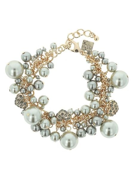 Otazu Pozłacana bransoletka z kryształami Swarovski i perłami rozmiar: onesize. Szare bransoletki Otazu, z kryształem, pozłacane. Za 295.99 zł.