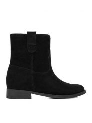 Badura Botki EO-RUILY-11 Czarny. Czarne botki Badura, bez wzorów, ze skóry, bez obcasa, na płaskiej podeszwie, bez zapięcia. Za 399.99 zł.