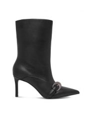 Eva Minge Botki EO-LT9592-105 Czarny. Czarne botki Eva Minge, bez wzorów, ze skóry, bez obcasa, na szpilce, bez zapięcia. Za 579.99 zł.