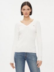 Gant Sweter 4800101 Biały Slim Fit. Białe swetry GANT, m, bez wzorów, z bawełny, bez ramiączek. Za 449.99 zł.