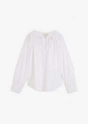 Tunika z domieszką jedwabiu. Białe tuniki bonprix, na imprezę, bez wzorów, eleganckie, bez kołnierzyka, bez ramiączek. Za 94.99 zł.
