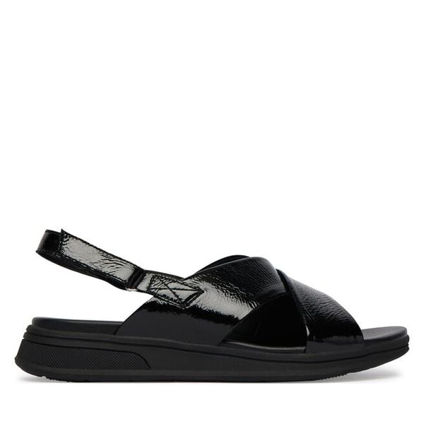 Sandały Caprice. Czarne sandały Caprice, bez wzorów, bez obcasa, na płaskiej podeszwie, bez zapięcia. Za 329.99 zł.