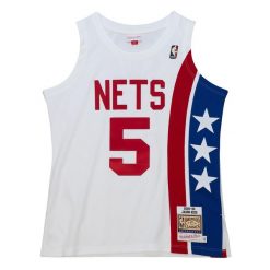 Koszulka Nba New Jersey Nets Jason Kidd. Białe bluzki Mitchell & Ness, bez wzorów, z jersey, sportowe, bez kołnierzyka, bez ramiączek. W wyprzedaży za 918.55 zł.