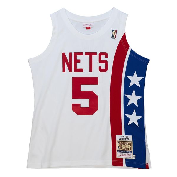 Koszulka Nba New Jersey Nets Jason Kidd. Białe bluzki Mitchell & Ness, bez wzorów, z jersey, sportowe, bez kołnierzyka, bez ramiączek. W wyprzedaży za 918.55 zł.