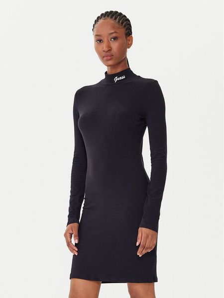 Guess Sukienka codzienna V5BK04 KCBF1 Czarny Slim Fit. Czarne sukienki Guess, na co dzień, xl, z aplikacjami, z bawełny, bez kołnierzyka, bez ramiączek, proste. Za 169.99 zł.