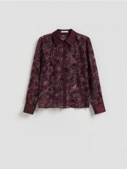 Koszula z wiskozą - ciemnofioletowy. Fioletowe koszule Reserved, l, bez wzorów, z tkaniny, bez kołnierzyka, bez ramiączek. Za 129.99 zł.