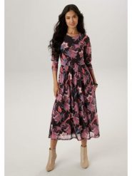 Aniston Sukienka w kolorze czarnym ze wzorem rozmiar: 44. Czarne sukienki Aniston, bez wzorów, bez kołnierzyka, bez ramiączek, maxi. Za 95.99 zł.