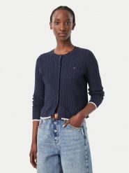 Tommy Jeans Kardigan DW0DW23458 Granatowy Regular Fit. Niebieskie kardigany Tommy Jeans, s, bez wzorów, z jeansu. Za 409.99 zł.