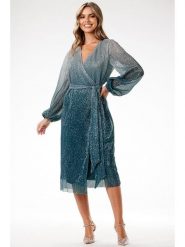 Awama Sukienka w kolorze turkusowym rozmiar: M. Niebieskie sukienki Awama, m, bez wzorów, z tkaniny, bez kołnierzyka, bez ramiączek, midi. Za 319.99 zł.