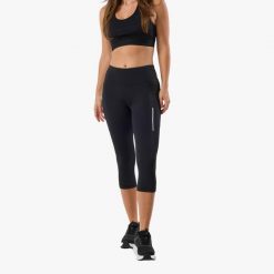 Legginsy Trening Damska Swedemount Core Pocket 3/4 szybkoschnące. Czarne legginsy sportowe SWEDEMOUNT, bez wzorów, do biegania. Za 149.99 zł.