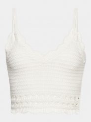 Gina Tricot Top 19542 Biały Regular Fit. Białe topy Gina Tricot, s, bez wzorów, z bawełny, bez kołnierzyka, bez ramiączek. Za 59.99 zł.