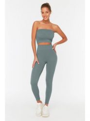 Trendyol Legginsy w kolorze turkusowym rozmiar: L/XL. Niebieskie legginsy Trendyol, l, bez wzorów, prążkowane, z podwyższonym stanem. Za 52.99 zł.