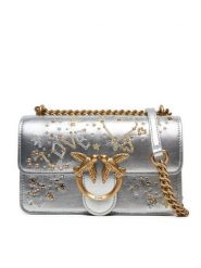Pinko Torebka Love One Mini Dc AI 24-25 PLTT 100074 A1YW Srebrny. Szare torebki klasyczne Pinko, bez wzorów, ze skóry, bez dodatków. Za 979.99 zł.