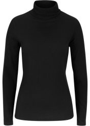 Ciepły shirt termiczny. Czarne golfy bonprix, bez wzorów, z dzianiny, bez ramiączek. Za 64.99 zł.