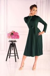 Ciemno Zielona Plisowana Sukienka z Zabudowanym Dekoltem. Zielone sukienki Merribel, l, bez wzorów, z elastanu, wizytowe, bez kołnierzyka, bez ramiączek. Za 102.90 zł.