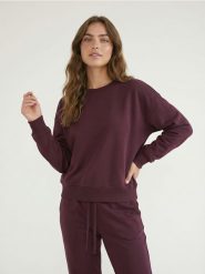 Dresowa bluza crewneck basic - fioletowy. Fioletowe bluzy Sinsay, l, bez wzorów, z dresówki, bez kaptura. Za 35.99 zł.