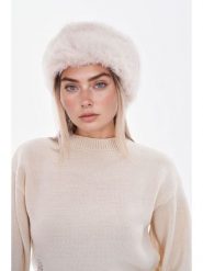Lucky Bees Czapka w kolorze kremowym rozmiar: onesize. Brązowe czapki Lucky Bees, bez wzorów, z futra. Za 152.26 zł.