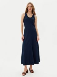 Tommy Hilfiger Sukienka letnia WW0WW46171 Granatowy Regular Fit. Niebieskie sukienki TOMMY HILFIGER, na lato, bez wzorów, ze lnu, bez kołnierzyka, bez ramiączek. Za 539.99 zł.