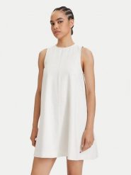 Tommy Jeans Sukienka letnia DW0DW22343 Biały A-Line Fit. Białe sukienki Tommy Jeans, na lato, m, bez wzorów, z jeansu, bez kołnierzyka, bez ramiączek. Za 409.99 zł.