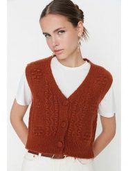 Trendyol Kardigan w kolorze jasnobrązowym rozmiar: S. Brązowe kardigany Trendyol, s, bez wzorów. Za 74.11 zł.