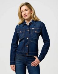 DAMSKA KURTKA JEANSOWA WRANGLER HERITAGE JACKET WHIRLPOOL 112373035. Kurtki Wrangler, m, bez wzorów, z jeansu, bez kaptura. Za 299.99 zł.