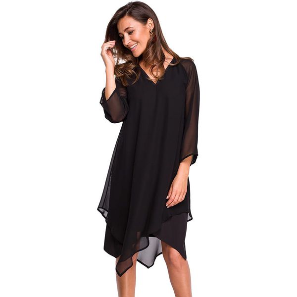 Stylove Sukienka w kolorze czarnym rozmiar: S. Czarne sukienki Stylove, s, bez wzorów, z asymetrycznym kołnierzem, bez ramiączek, midi, asymetryczne. Za 144.92 zł.