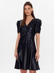 DKNY Sukienka z imitacji skóry DD2K4479 Granatowy Regular Fit. Niebieskie sukienki DKNY, bez wzorów, ze skóry, bez kołnierzyka, bez ramiączek. Za 599.99 zł.