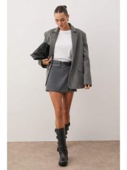 Trendyol Spódnico-spodenki w kolorze szarym rozmiar: 42. Szare spódnice Trendyol, bez wzorów, ze skóry, mini. Za 78.99 zł.