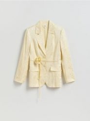 Marynarka z wiskozy - jasnożółty. Żółte marynarki i żakiety Reserved, l, bez wzorów, z wiskozy. Za 299.99 zł.