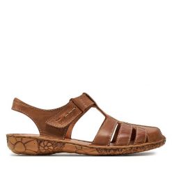 Sandały Josef Seibel. Brązowe sandały Josef Seibel, bez wzorów, bez obcasa, na płaskiej podeszwie, bez zapięcia. Za 349.99 zł.