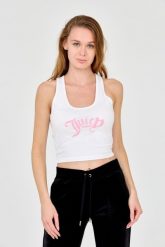 JUICY COUTURE Biały damski tank top Chrishell, Rozmiar M. Białe topy Juicy Couture, m, bez wzorów, bez kołnierzyka, bez ramiączek. W wyprzedaży za 119.99 zł.