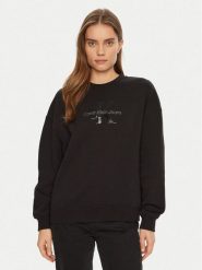 Calvin Klein Jeans Bluza Glossy Monologo J20J224724 Czarny Regular Fit. Czarne bluzy Calvin Klein Jeans, l, bez wzorów, z bawełny, bez kaptura. Za 239.99 zł.