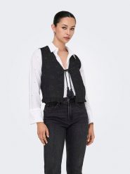 ONLY Top w kolorze czarnym rozmiar: XS. Czarne topy Only, xs, bez wzorów, bez kołnierzyka, bez ramiączek. Za 74.95 zł.