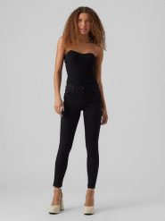 Vero Moda Dżinsy - Skinny fit - w kolorze czarnym rozmiar: XS/L32. Czarne jeansy Vero Moda, l, z aplikacjami. Za 48.39 zł.