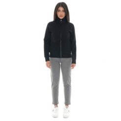 Bluza zimowa Damen ze Stehkragen und Reißverschluss, Leone 1947 Warkocz. Czarne bluzy LEONE 1947 APPAREL, na zimę, bez wzorów, z bawełny, bez kaptura. W wyprzedaży za 157.01 zł.