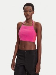 Adidas Top Fluffy JW6002 Różowy Slim Fit. Czerwone topy Adidas, xl, bez wzorów, z syntetyku, bez kołnierzyka, bez ramiączek. Za 259.99 zł.