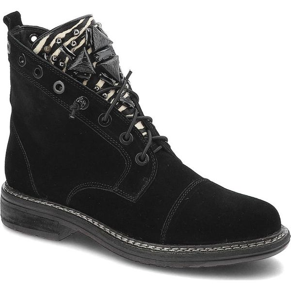 Czarne Botki Alma En Pena Wygodne Skórzane Buty Damskie. Czarne botki Alma en Pena, na jesień, bez wzorów, z materiału, bez obcasa, na płaskiej podeszwie, bez zapięcia. Za 559.99 zł.