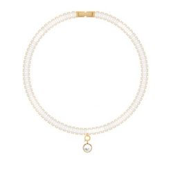 Naszyjnik kolia z białymi cyrkoniami z zawieszką z białym kryształem pozłacany. Białe naszyjniki Lilou, z cyrkonią, pozłacane. Za 507.00 zł.