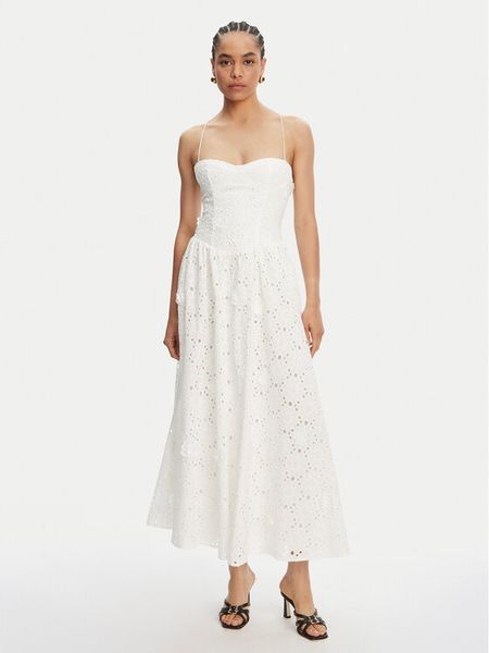 Bardot Sukienka koktajlowa Estie 59786DB2 Biały Regular Fit. Białe sukienki Bardot, bez wzorów, z bawełny, wizytowe, bez kołnierzyka, bez ramiączek. Za 979.99 zł.