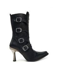 NEW ROCK Botki M-9373N-C1 Czarny. Czarne botki NEW ROCK, bez wzorów, ze skóry, bez obcasa, na szpilce, bez zapięcia. Za 1,219.00 zł.