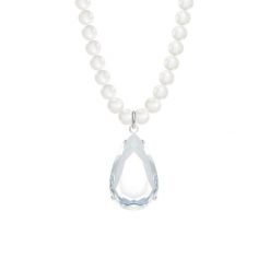 Perłowy naszyjnik Glamour z zawieszką z białym kryształem posrebrzany. Białe naszyjniki Lilou, z kryształem, posrebrzane. Za 269.00 zł.
